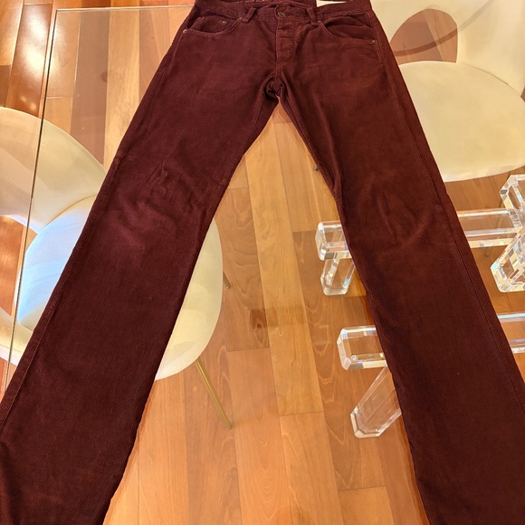 Rag & Bone Maroon Corduroy Slim Straight Pants Men's Size 29 - Picture 1 of 9
